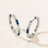 14K White Gold Plated Unique Blue Baguette Cubic Zirconia Men Women Hoop Earring